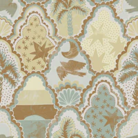 Moroccan sunrise tiles warm beige papiers peint