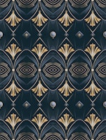 Art Deco Chic Blue Gold Symmetry ταπετσαρία