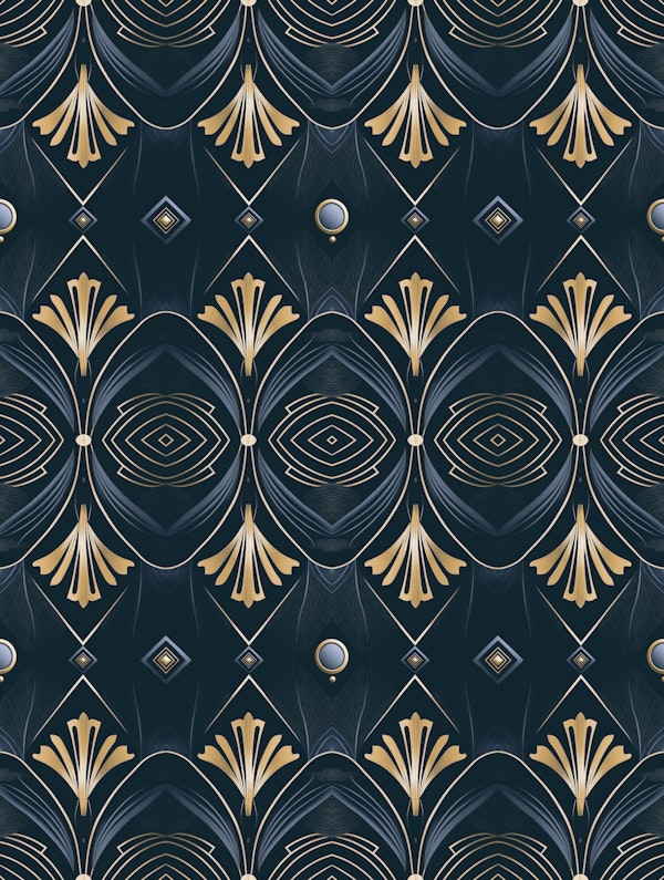Art Deco Chic Blue Gold Symmetry