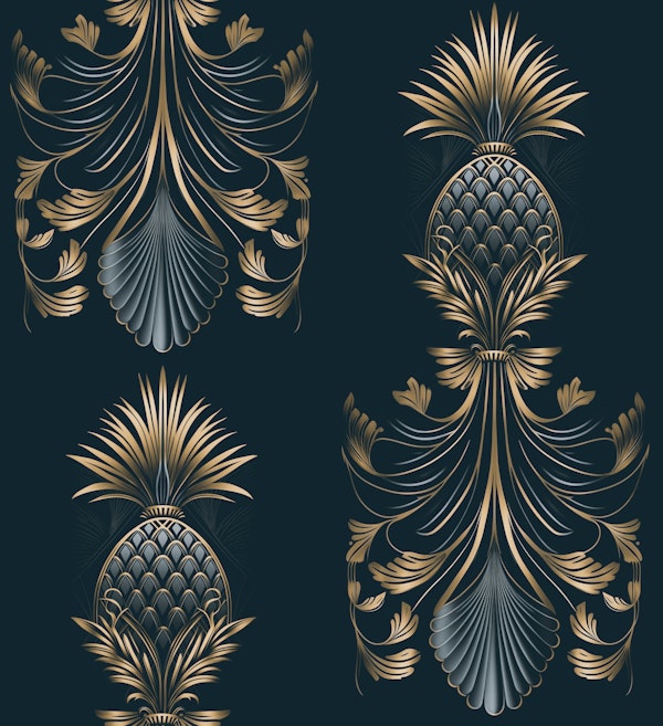 Art Deco Gilded Pineapple Chic