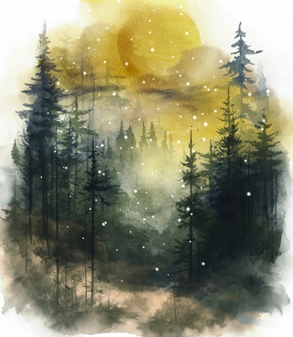 Golden Moonlit Pines