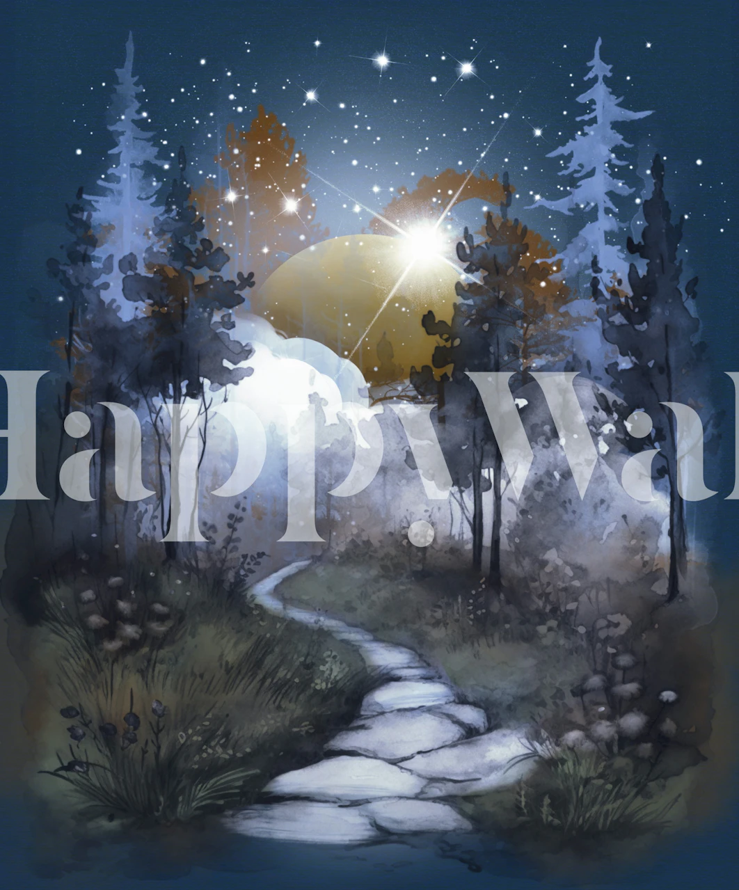 Papier peint Enchanted Night Trail dans une pièce