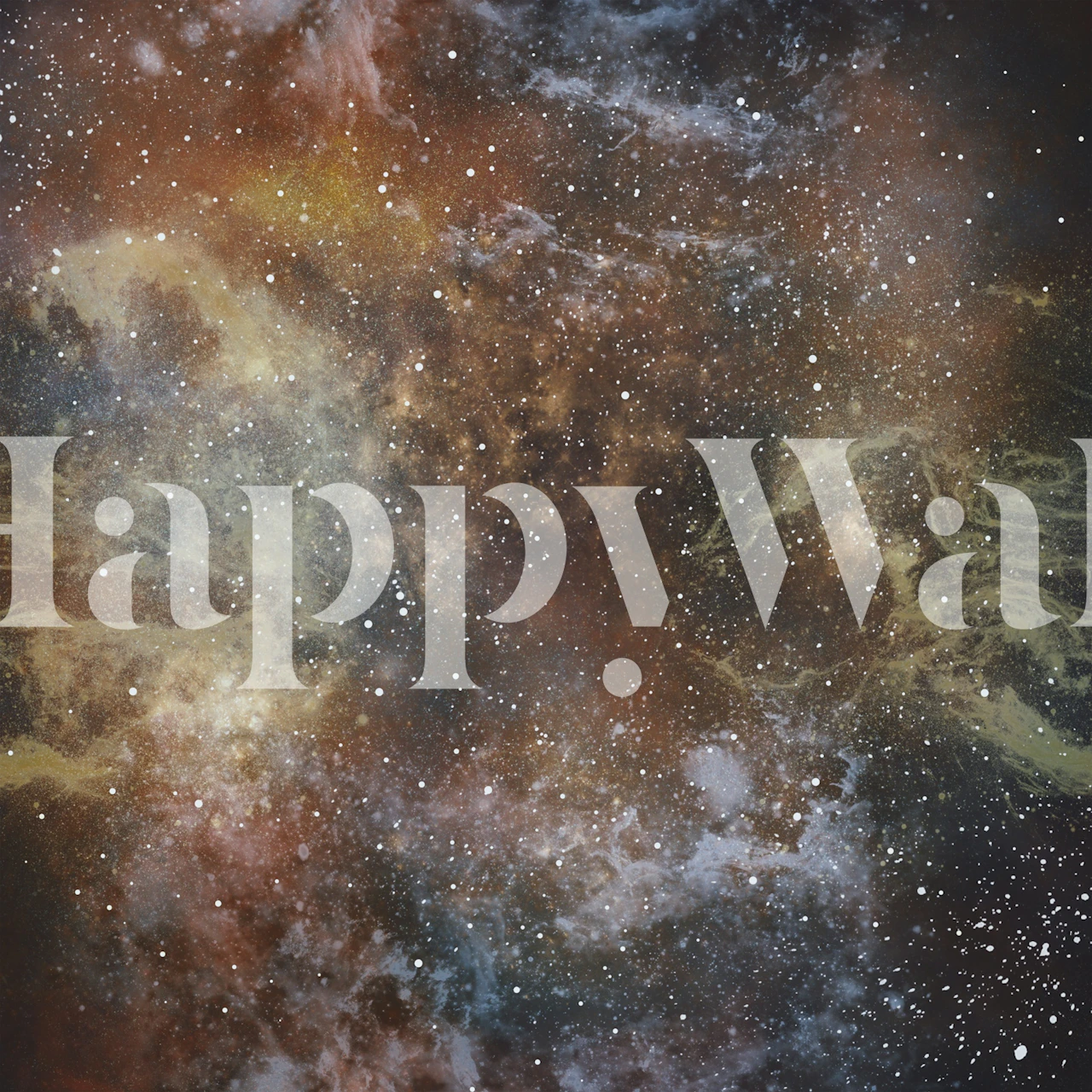 Cosmic nebulas and stars in shades of blue, orange, and cream wallpaper