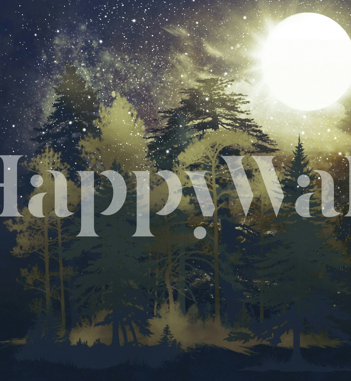 Mystical Full Moon Forest tapet i et rom