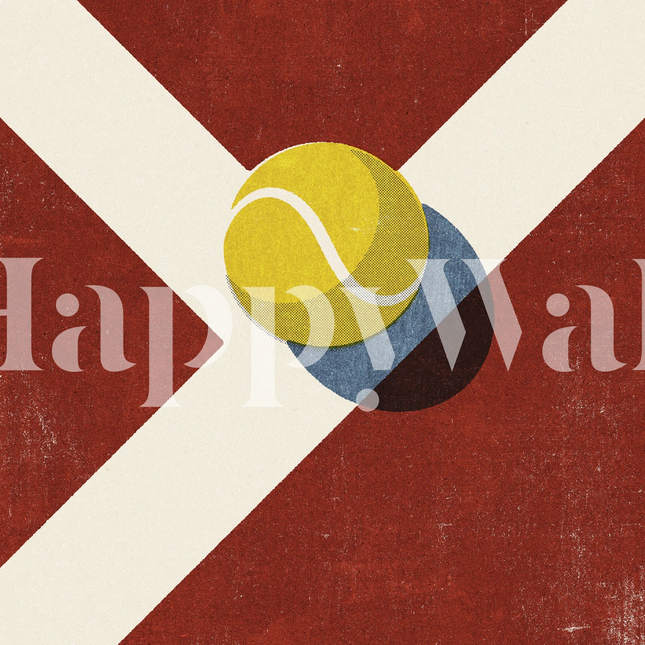 Tennis balls against a textured red clay court background wallpaper