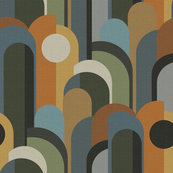 Abstract Geo Pattern green orange blue grey