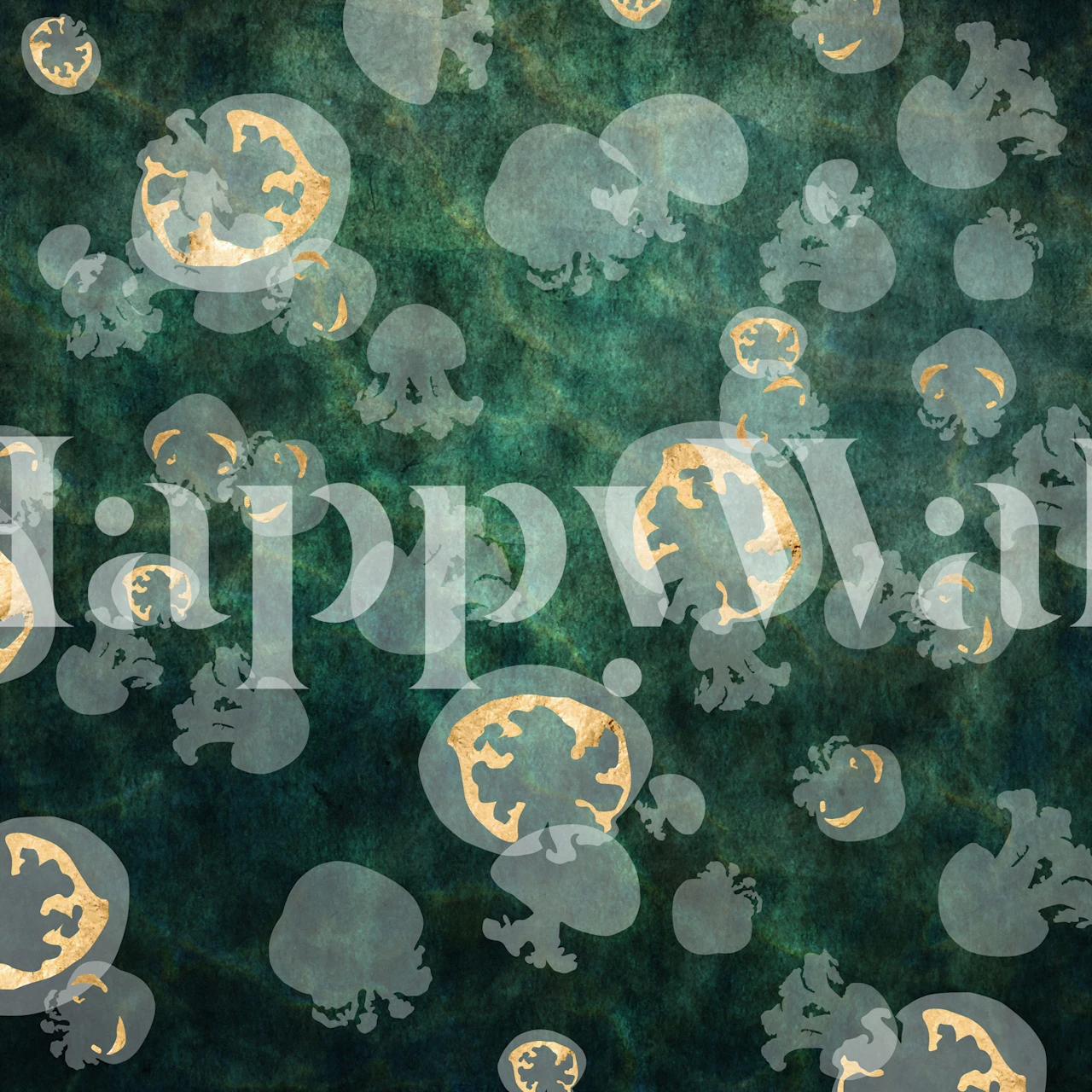 Jellyfish mønster tapet i et rum