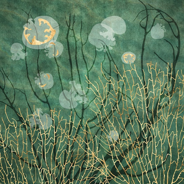 Sea Fan and Jellyfish - Celadon Green