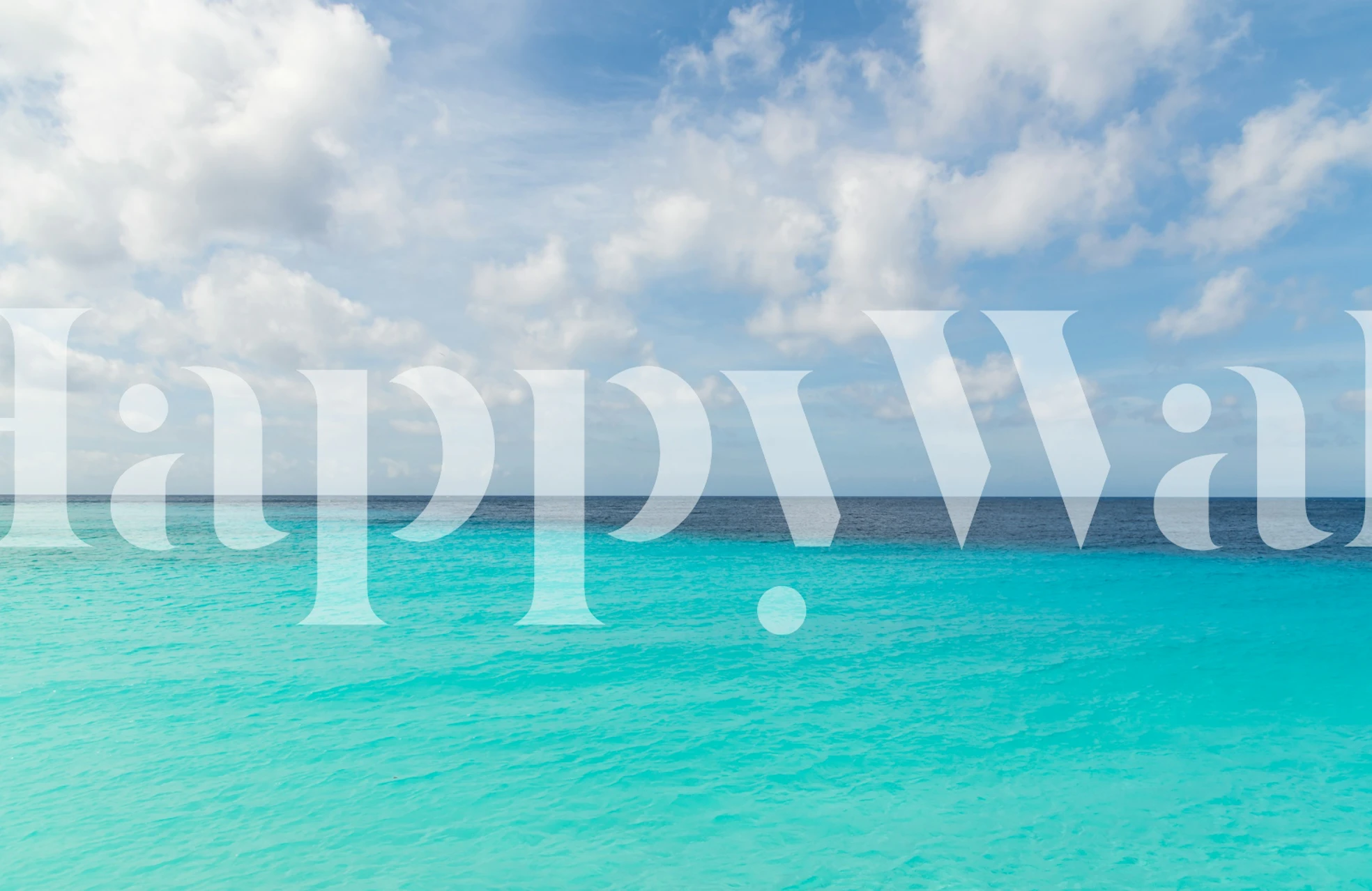 Ocean and sky wallpaper with blue and white hues, serene watercolor style wallpaper