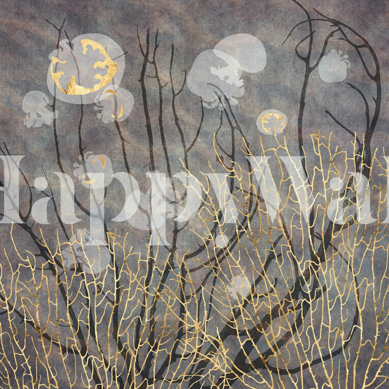 Sea Fan and Jellyfish wallpaper in lavender