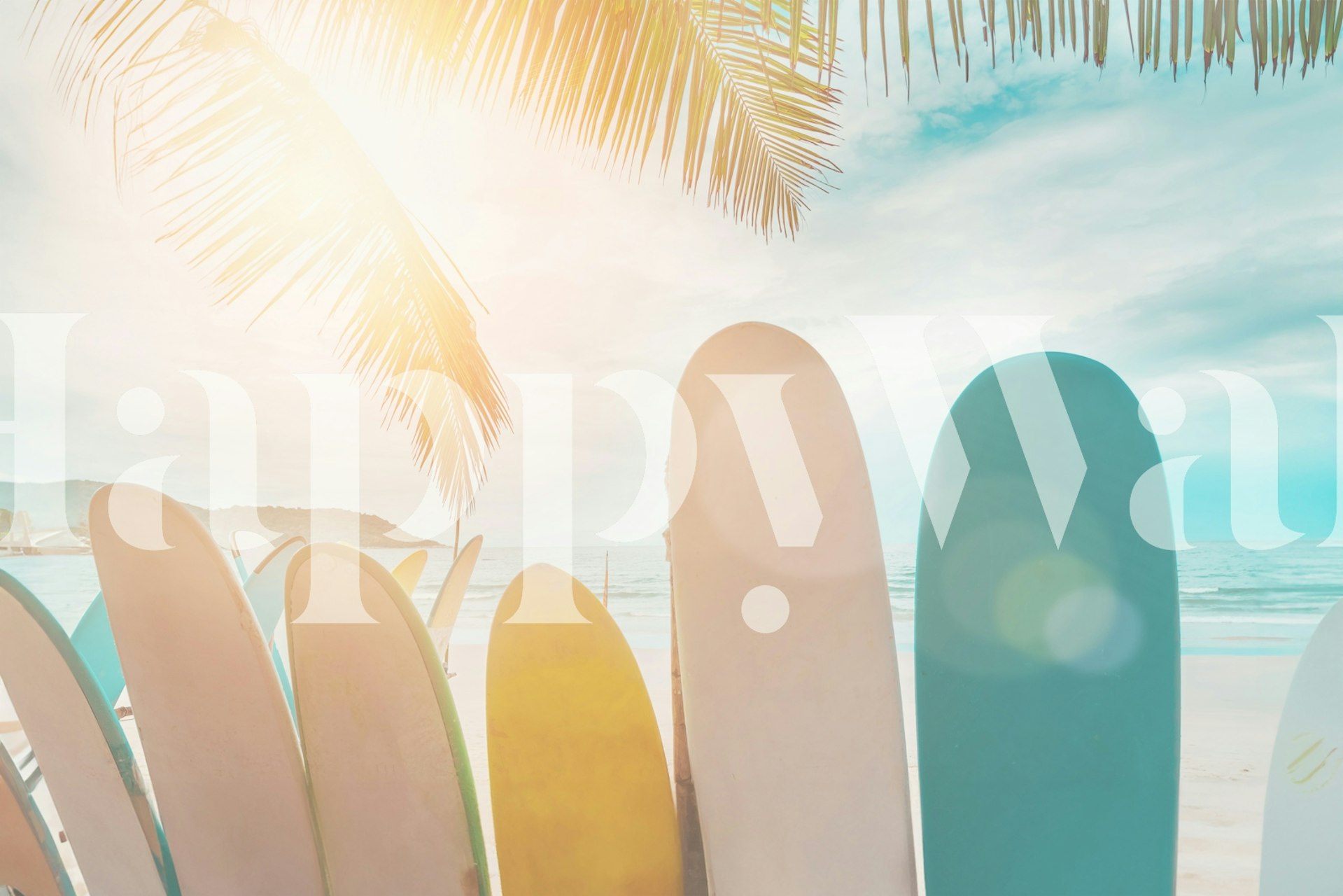 Seaside surfboards Tapete in einem Raum