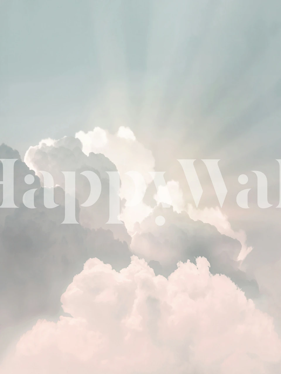 Clouds with sunrays in soft colors wallpaper