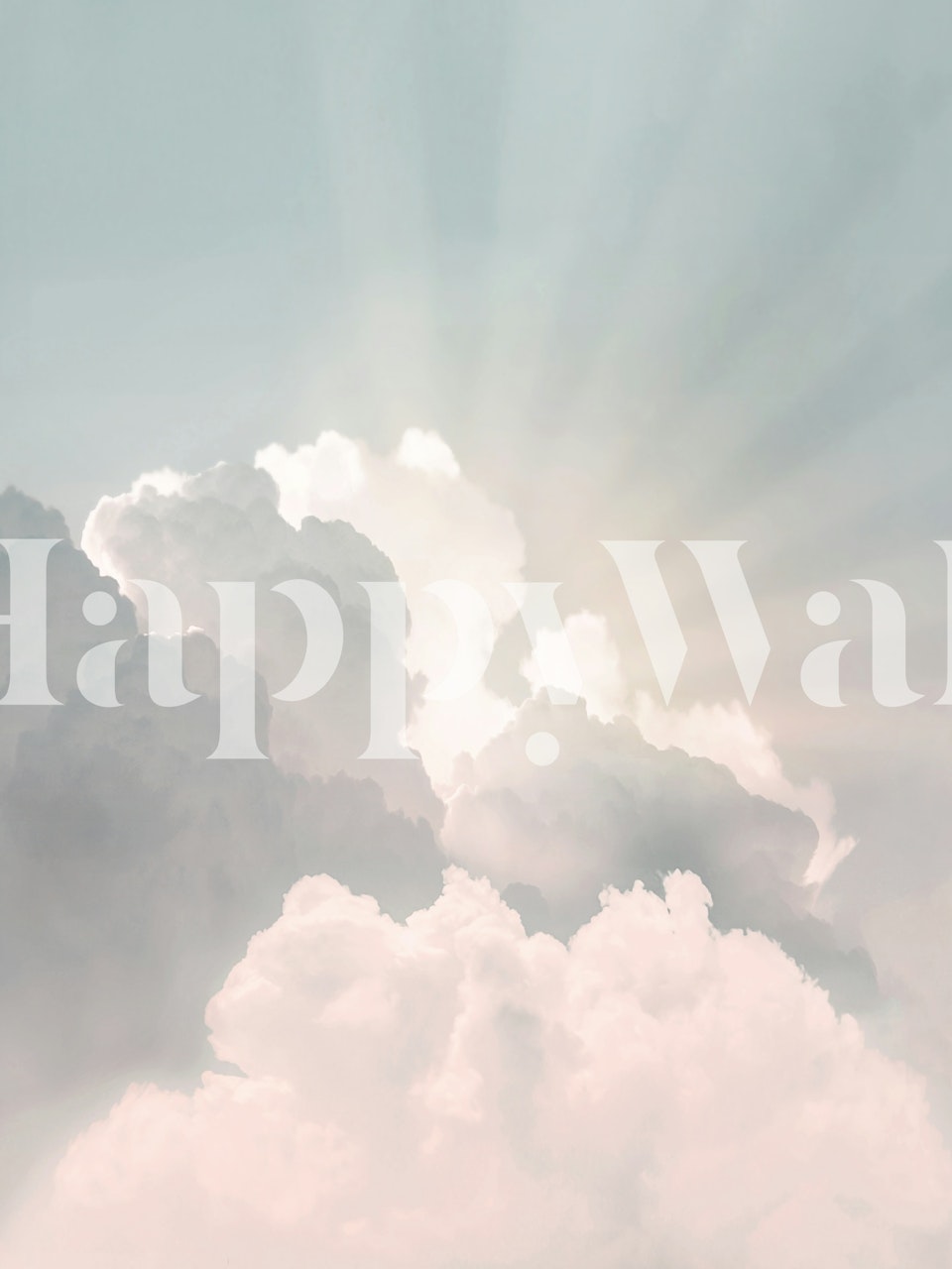 Clouds with sunrays in soft colors wallpaper