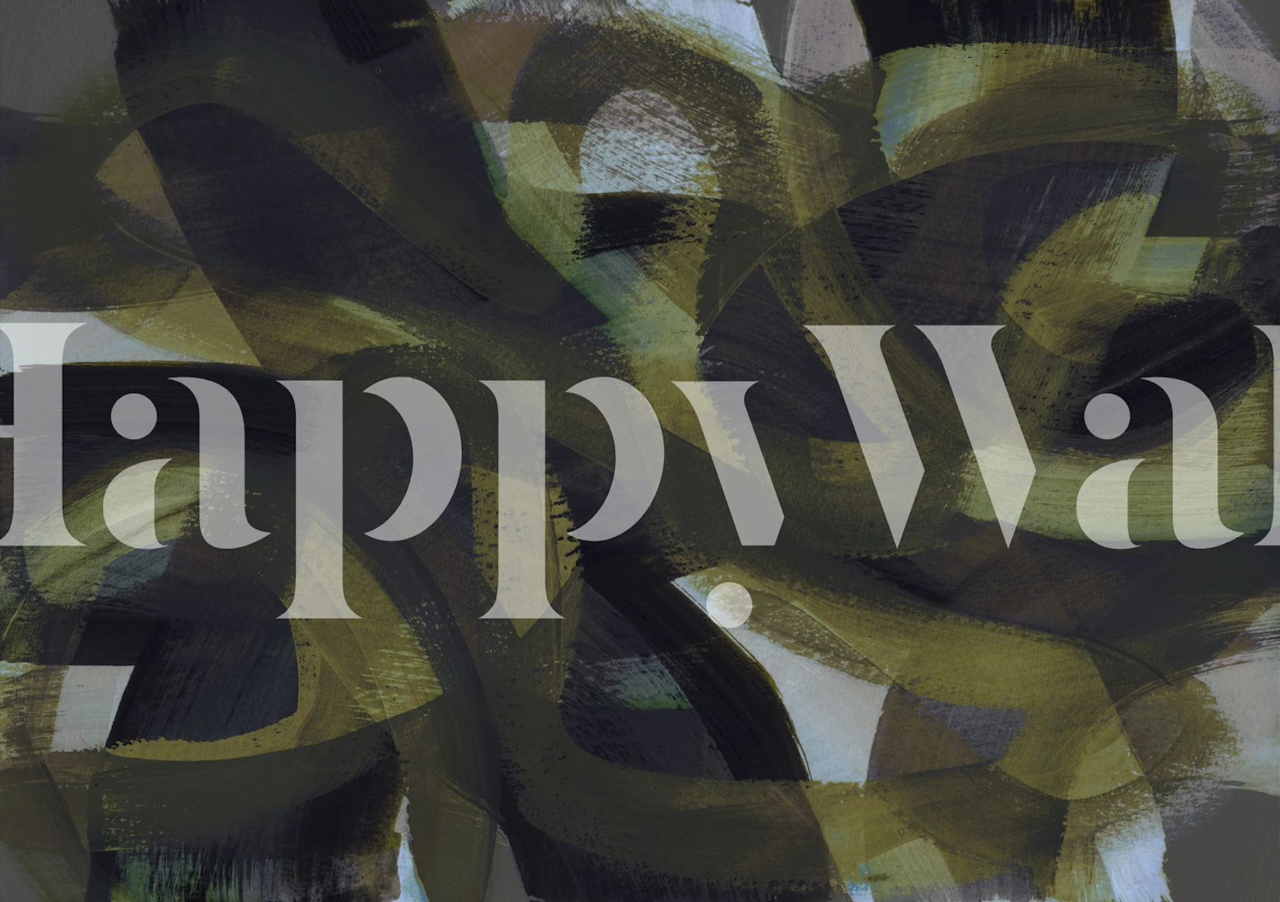 Bold green brush strokes wallpaper in a room