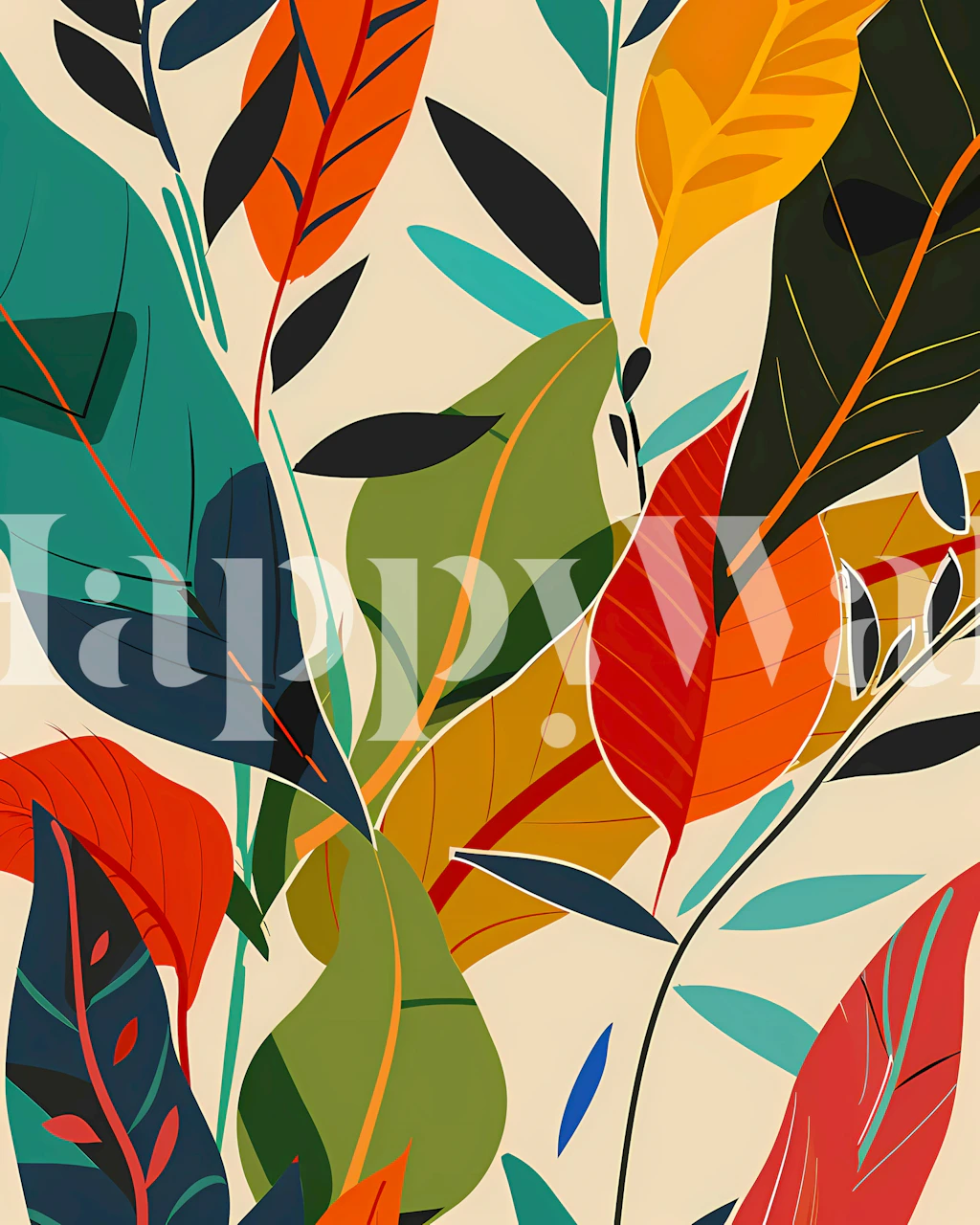 Tropical Foliage 16 Tapetdesign in einem Raum