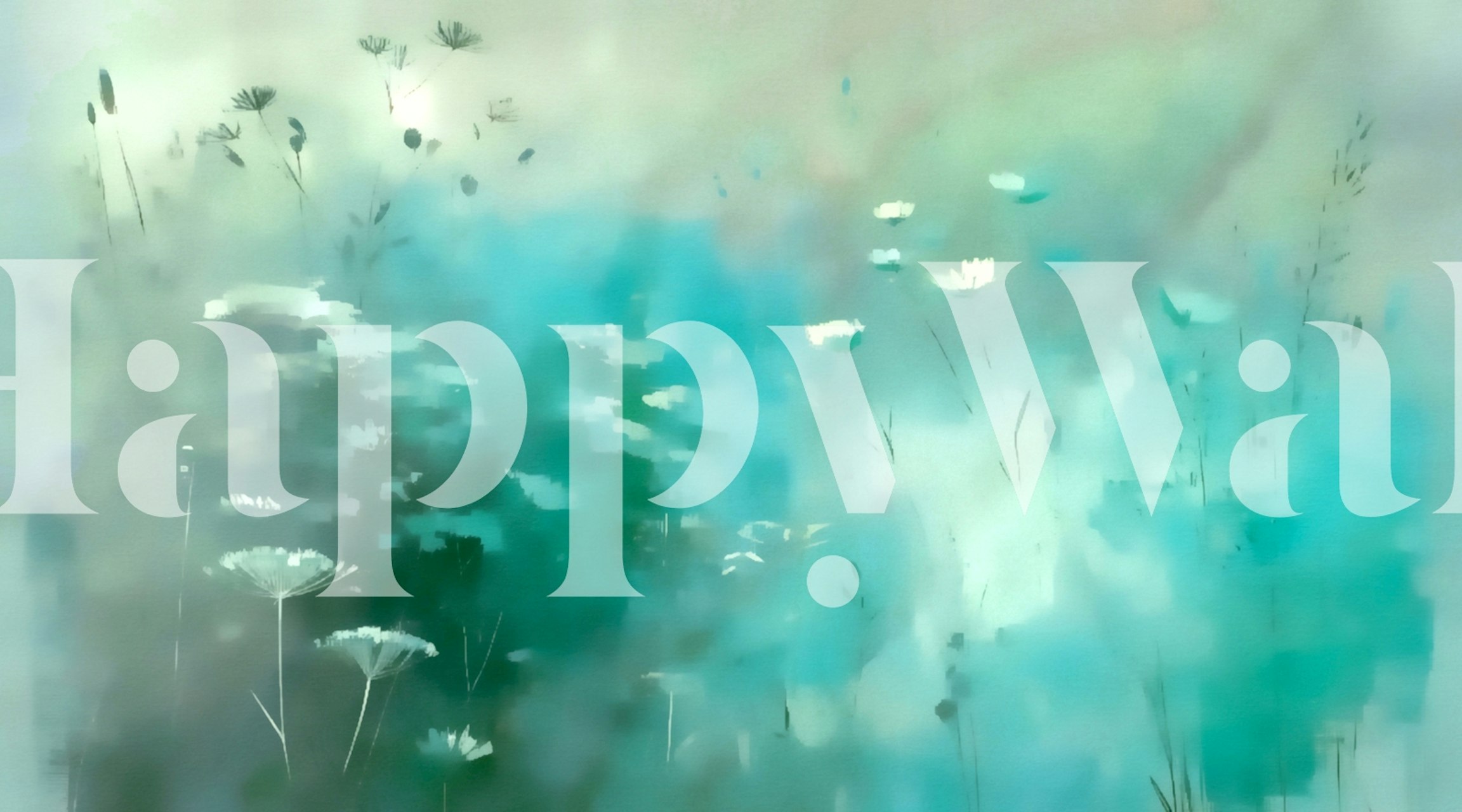 Papel de parede Serene Aqua Fields em um quarto