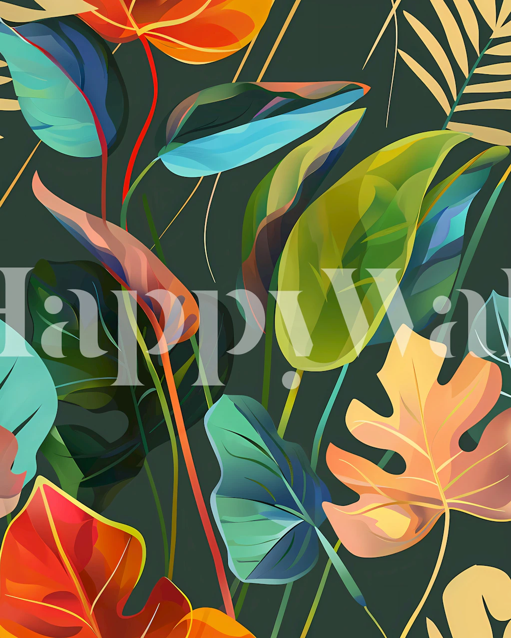 Tropical Foliage 18 wallpaper in a room
