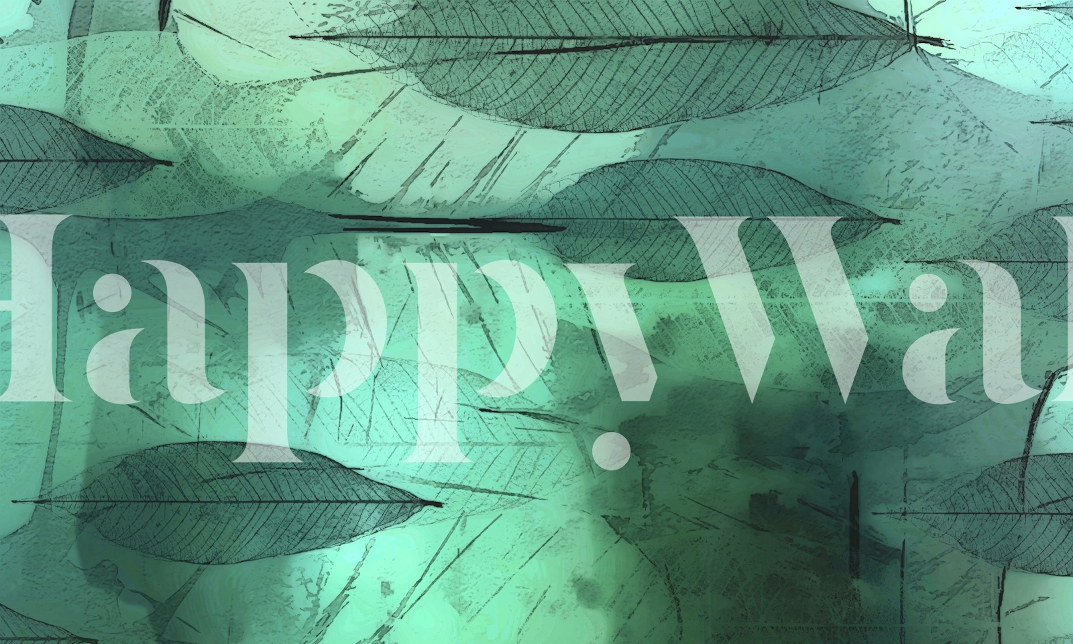 Green botanical leaves on an aqua background wallpaper