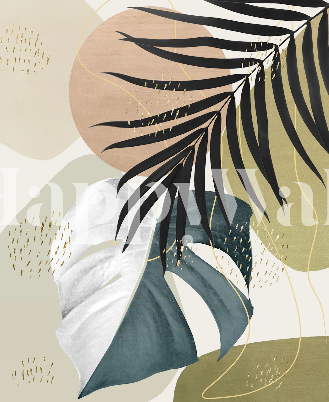 Monstera Abstract tapet i et stilfuldt rum