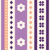 Classic Floral Stripes Purple carta da parati