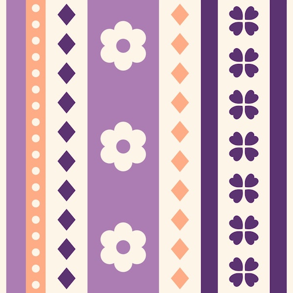 Classic Floral Stripes Purple